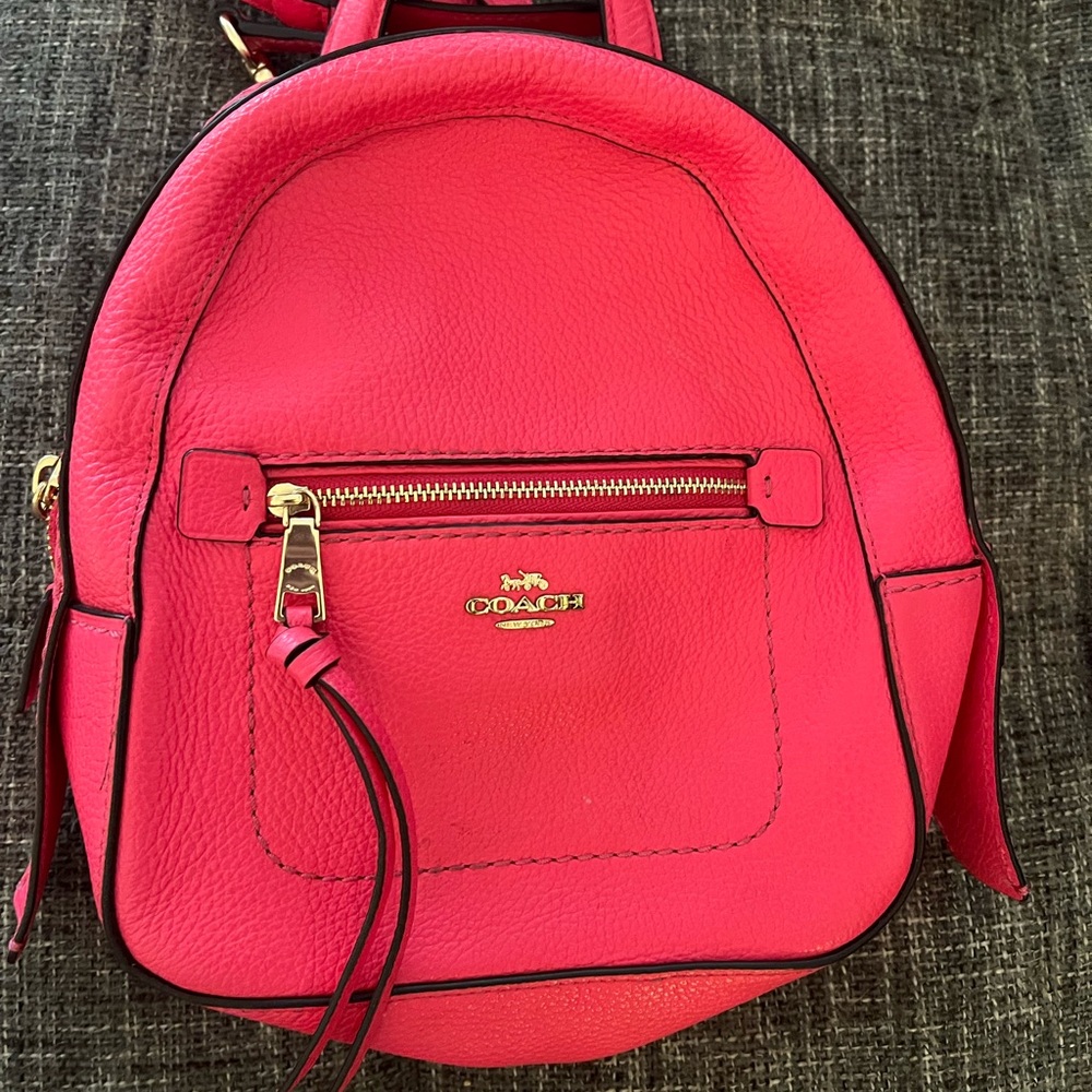 Coach Andi Convertible Leather Backpack Crossbody in Bright Magenta Pink F30530